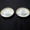 Pair of Japanese porcelain bowls hand painted with herons Nichi hon Nippon 1920s