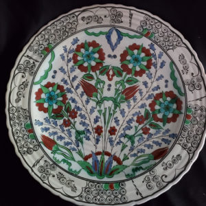 Large fritware charger plate handmade Ikaros, Rhodes, Greece