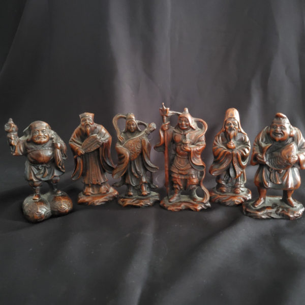 Cinnabar lacquer resin Chinese immortals figurines