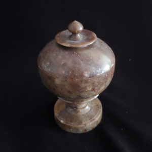 Small marble or agate pedestal jar for jewelry