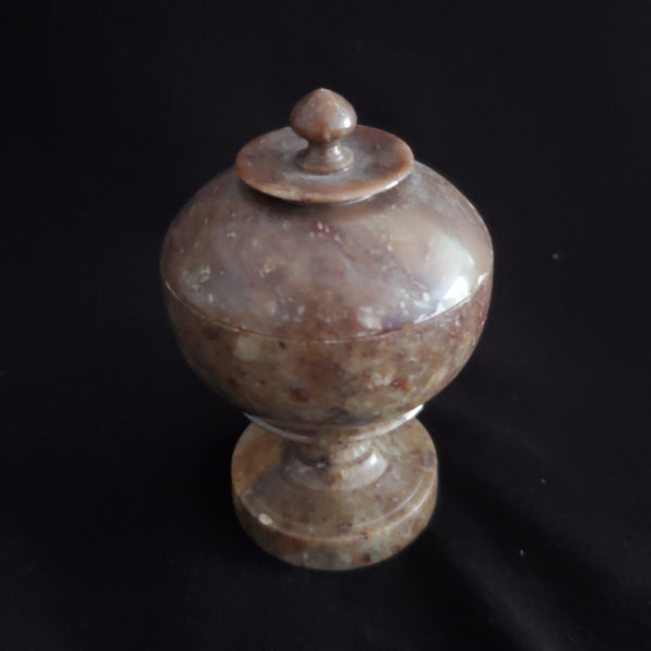 Small marble or agate pedestal jar for jewelry