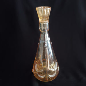 Carnival glass decanter with shot glass in stopper