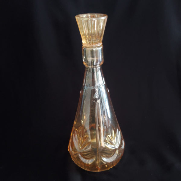 Carnival glass decanter with shot glass in stopper