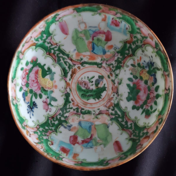 Chinese rose medallion antique bowl - Image 2
