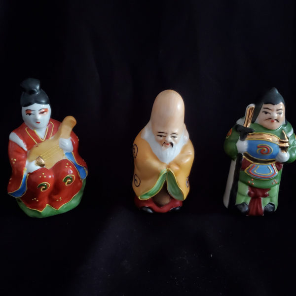 Five vintage Chinese hand-painted, signed Immortals - Image 5