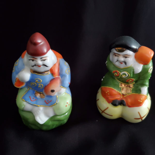 Five vintage Chinese hand-painted, signed Immortals - Image 4