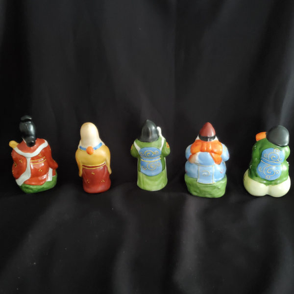 Five vintage Chinese hand-painted, signed Immortals - Image 3