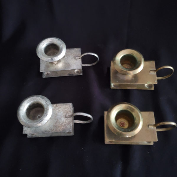 Vintage Go-to-bed candlestick holders silver plate on brass or brass $15 for a pair - Image 3