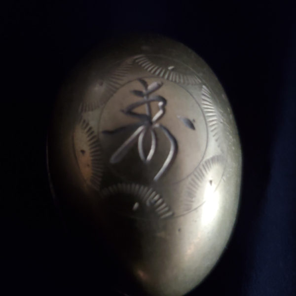 Pair of antique brass egg trinket boxes from China - Image 5