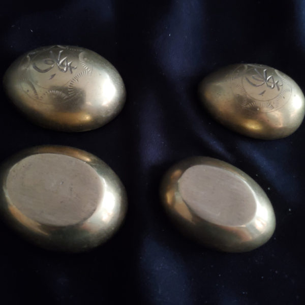 Pair of antique brass egg trinket boxes from China - Image 2