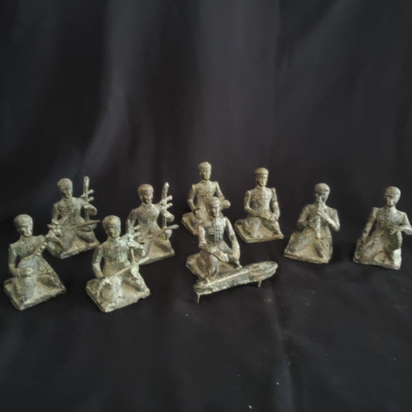 Antique bronze musicians from India 10 pieces - Image 2