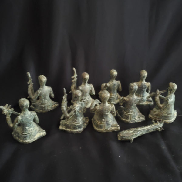 Antique bronze musicians from India 10 pieces - Image 6