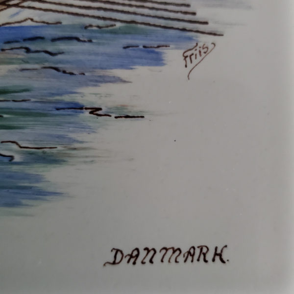 Trivet painted tile signed by artist, Friis, Denmark - Image 2