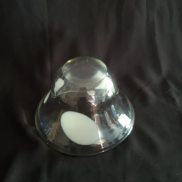 Heavy white and clear art glass bowl - Image 2