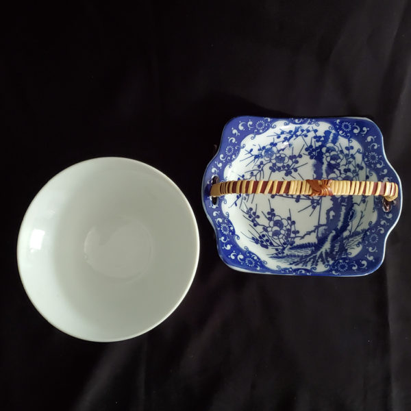 Vintage porcelain bowls with Japanese plum blossom pattern, Japan - Image 2